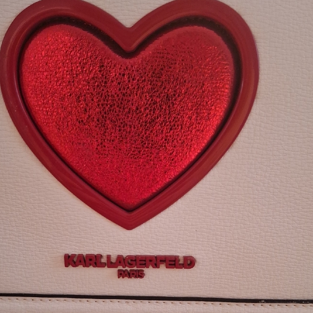 Karl Lagerfeld White and Red Heart Bag - Picture 2 of 5